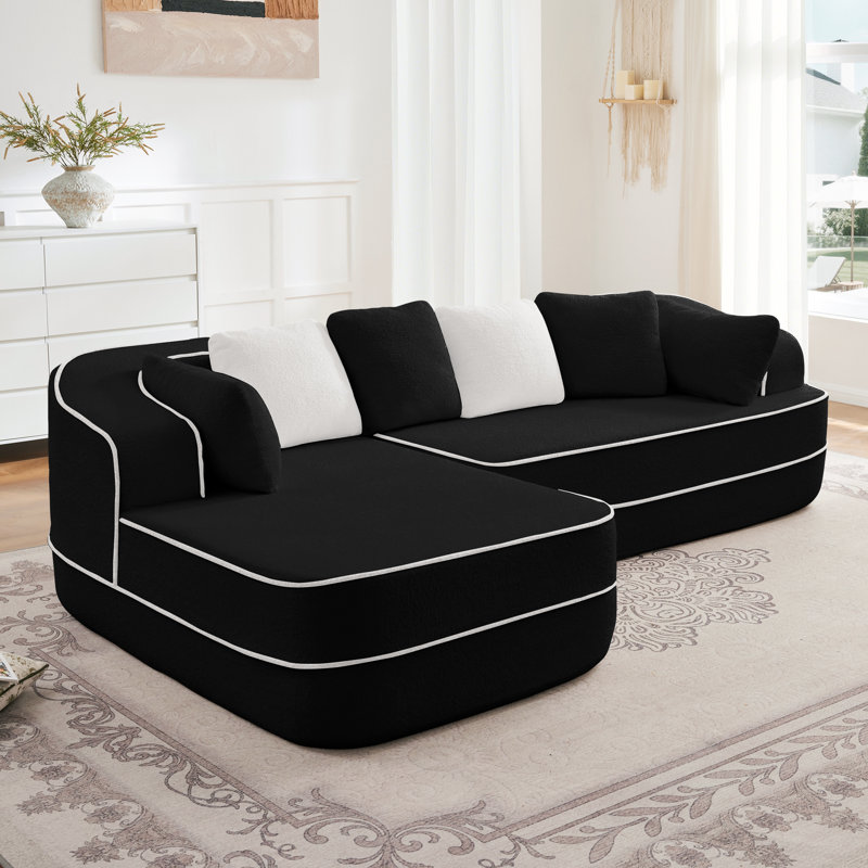 Canapé modulaire en L de 106 po avec mousse à haute densité Roomfitter, Noir / blanc
