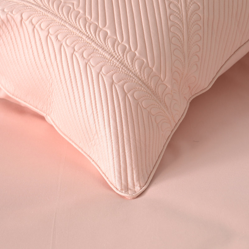 Drap de lit grand La Shantam, 100% coton, ultra doux et respirant, inclus: 1 drap plat (100 po x 104 po) et 2 taies décoratives matelassées (20 po x 32 po) - rose