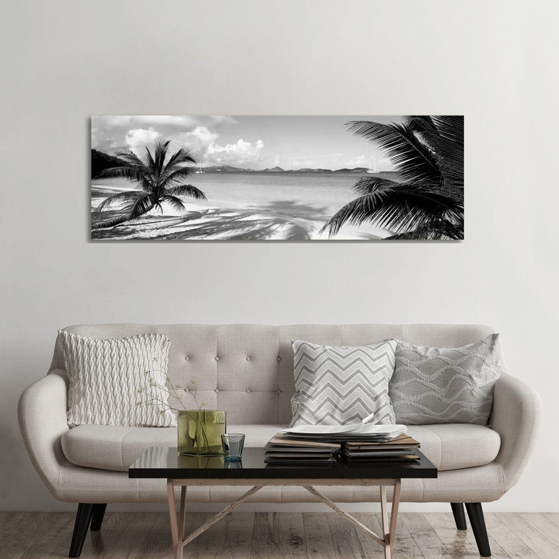 Palmiers sur la plage, Îles Vierges américaines, États-Unis - Giclée sur toile tendue avec châssis, H 24 po x l 72 po