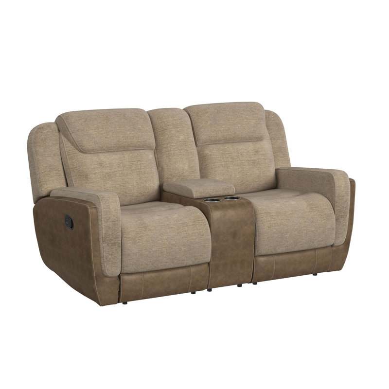 Viper Motion Loveseat with Console, Beige Polyester