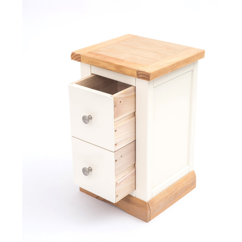 Pittsford 35 cm W Bedside Table, Off-White, Chrome Knob