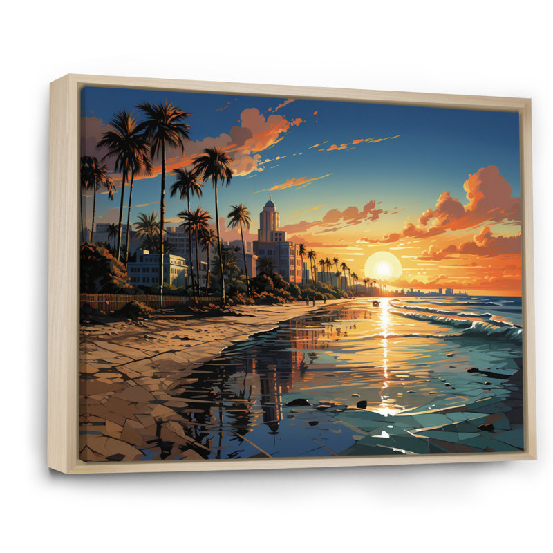 Sunshines State Miami I, reproduction d'art sur toile, Cadre naturel flottant, H 34 po x l 44 po x P 1,5 po