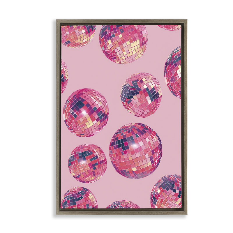 Cadre flottant Vivid Pink Disco, design par LSR Design Studio, H 31 po x l 21 po, Cadre flottant orme Montalcino