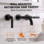 Robinet de lavabo de salle de bain mural moderne à 2 poignées en laiton massif noir mat avec ensemble de bonde-123300105-94078774-51721082