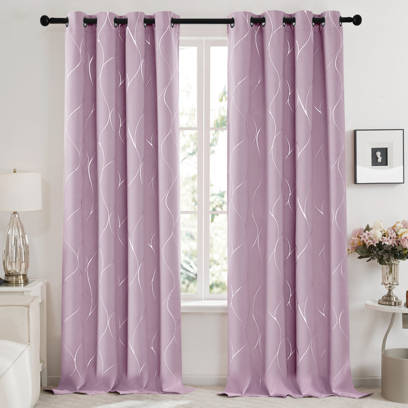 Kellda Thermal Room Darkening Polyester Curtain Panels, 42" W x 108" L, Purple
