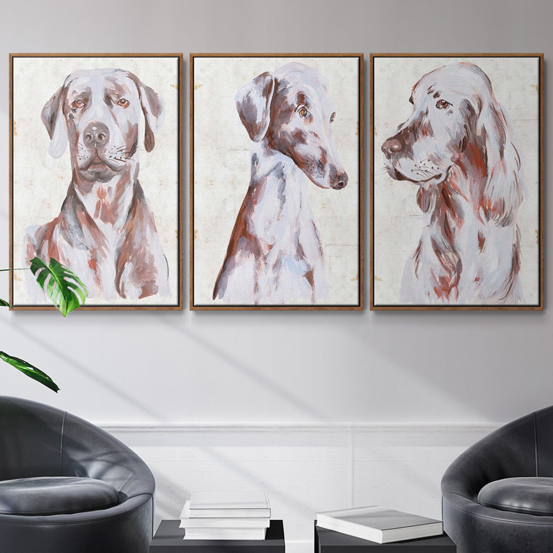 Chien assis I 3 pièces, Noyer, H 27 po x l 54 po