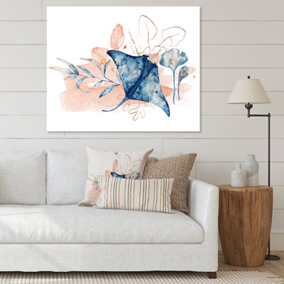 «Ray Fish in Blue with Floral Composition», reproduction sur toile