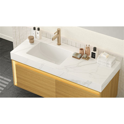 NYAH 48'' Sintered Stone with White Ceramic Undermount Basin, No Faucet, No Cabinet