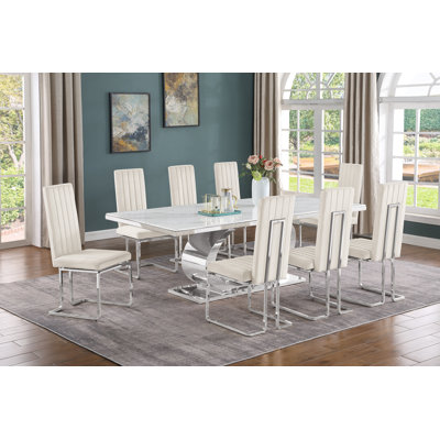 Bauke Marble Top Pedestal Dining Set
