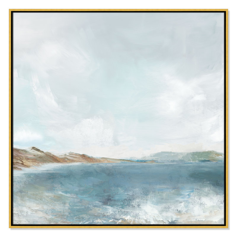 Echoes in Blue Print par PI Studio, H 37,5 po x l 37,5 po, Flotteur doré