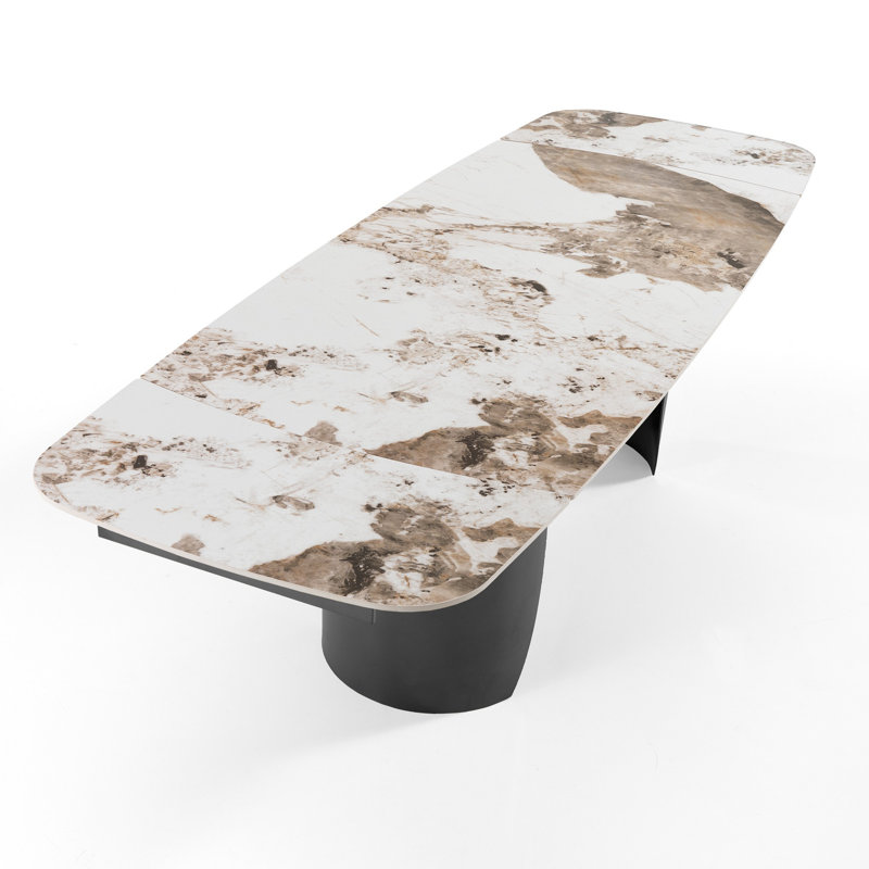 Avrumi Extendable Metal Base Dining Table, Grey