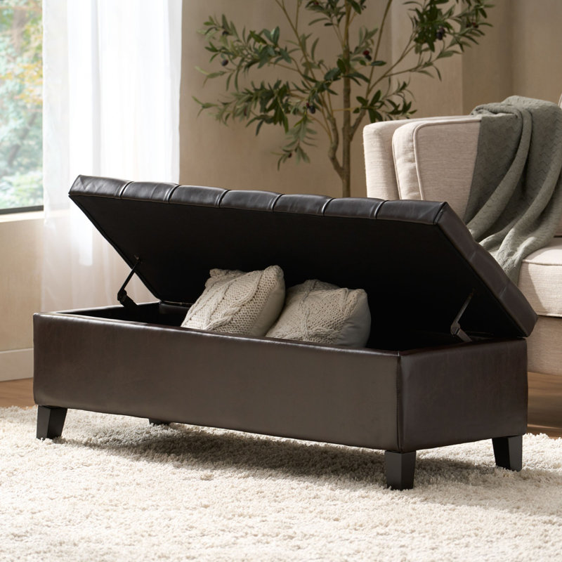 Laiyba Upholstered Ottoman,Storage Ottoman,Bedroom Bench, Brown