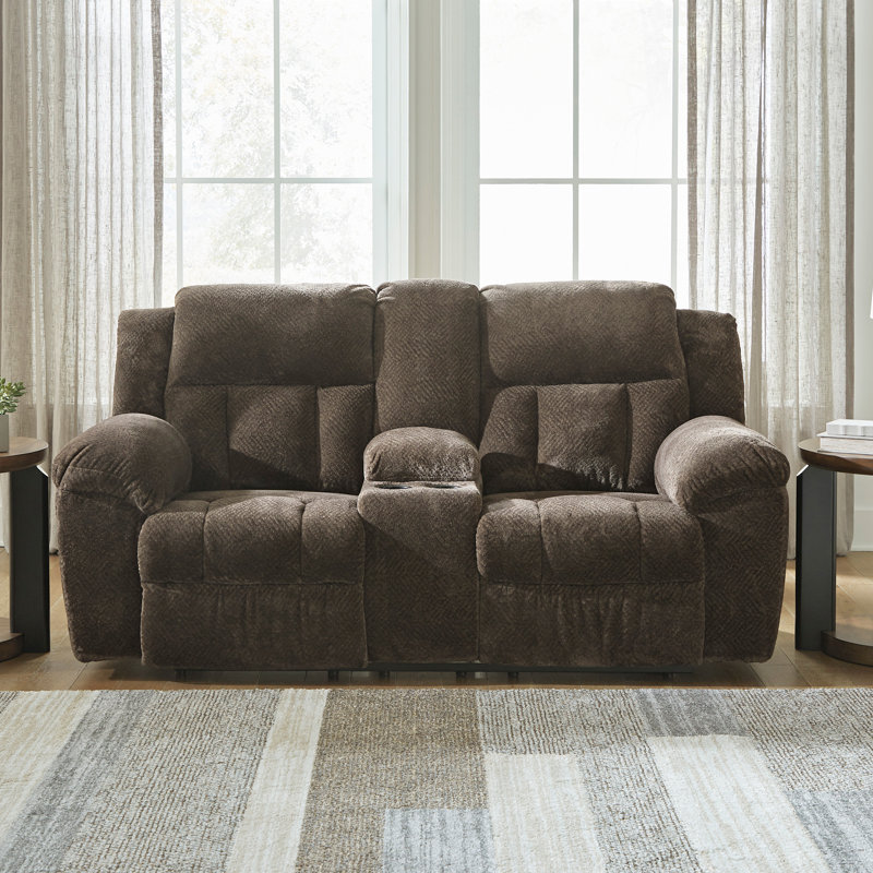 Causeuse inclinable avec console Senita, Polyester brun
