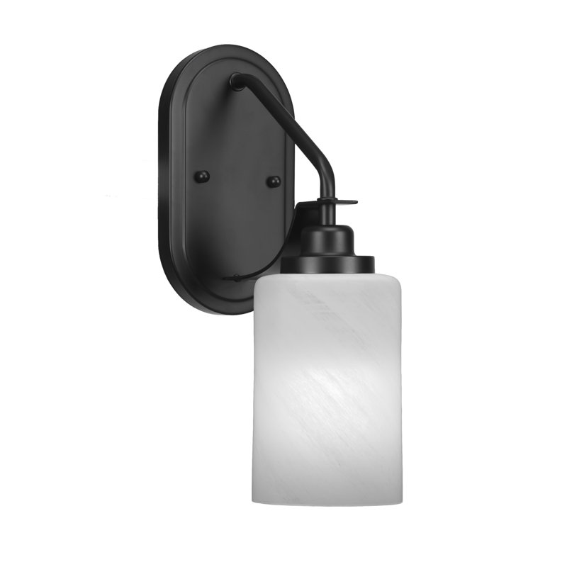 Neylin Wall Sconce Shown With 4" Glass, Matte Black, White