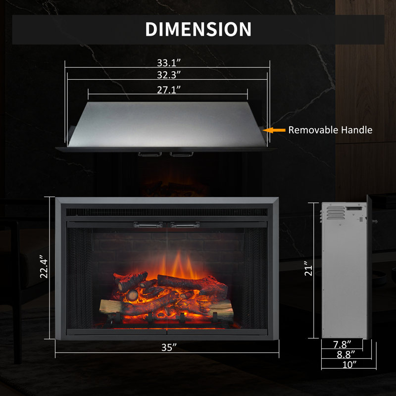 Foyer électrique encastrable Puraflame Breena, 22.44" H x 8.78" W x 8.78" D