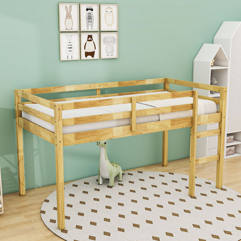 Twin Loft Bed With Enhanced Safety Features And Ladder, Natural