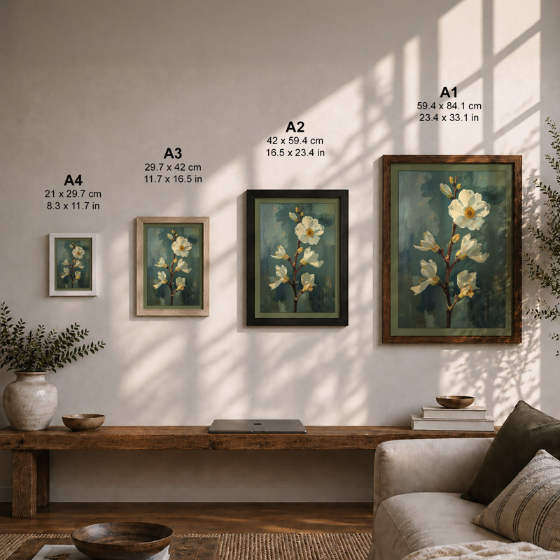Wild Roses In Teal Botanical - Print, Unframed, A1 - 84.1 x 59.4 cm