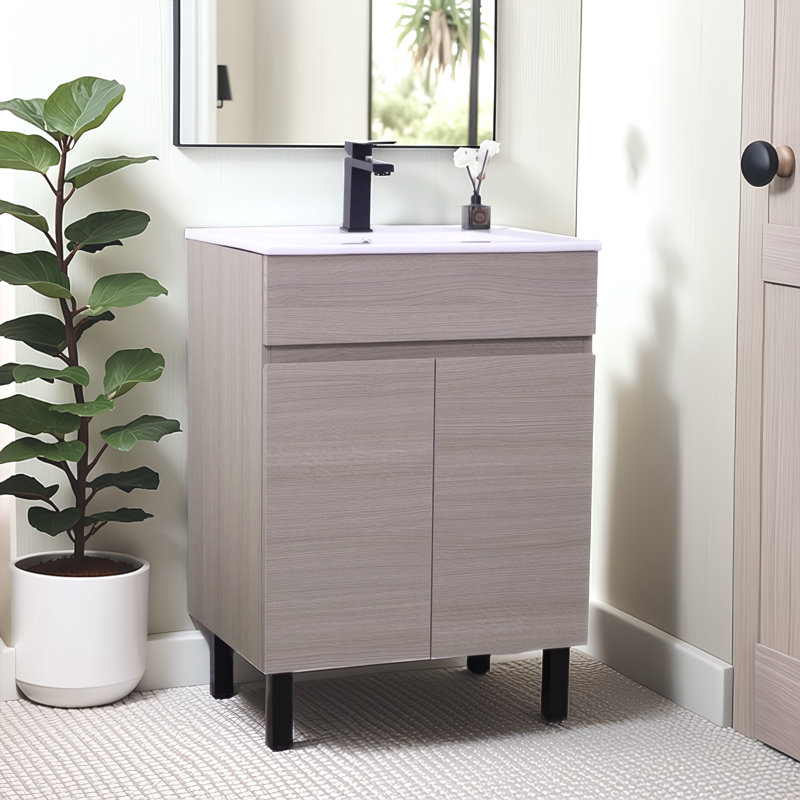 Meuble-lavabo simple autoportant 24 po Modern Mood Grain, Gris