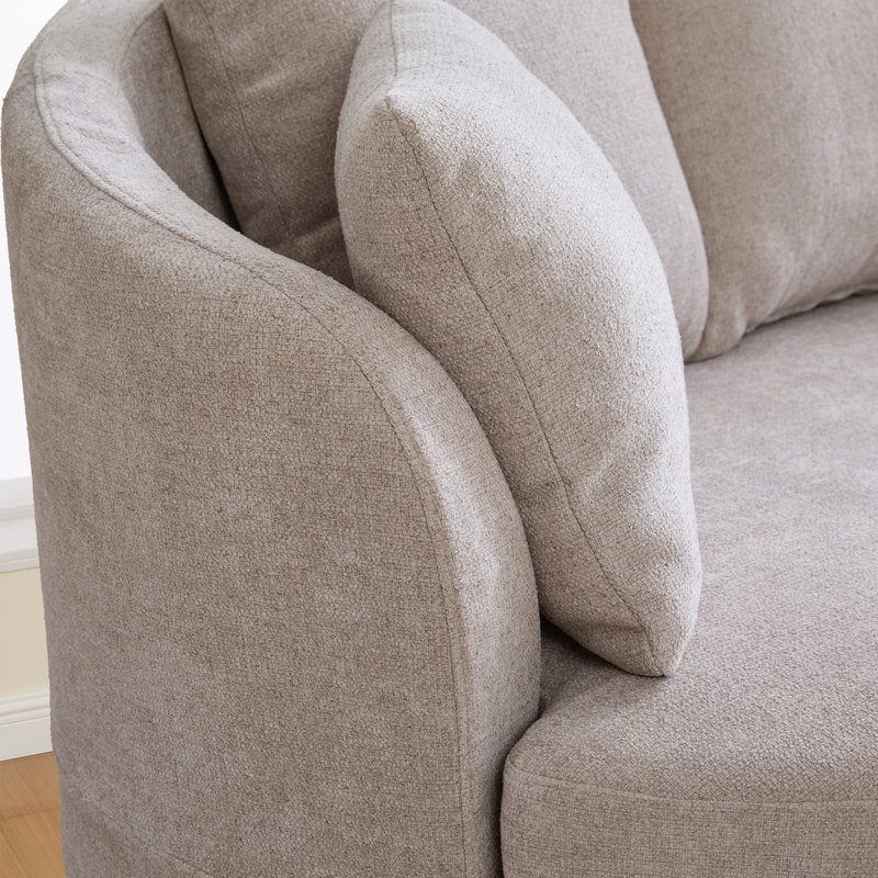 73.8" W Modern Upholstered Curved Sofa With Pillows, Taupe