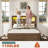 Farmhouse Queen Size Bed Frame With 51" Tall Storage Headboard & 4 Drawers, Wooden Queen Bed Frame with LED Light, Charging Station, No Spring Needed-12953376-12953377