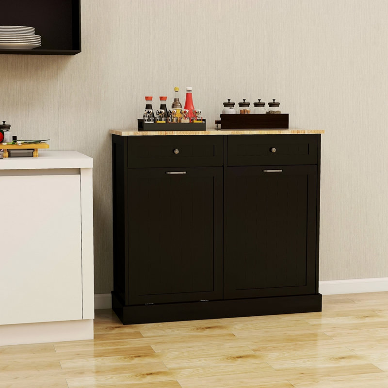 Armoire à ordures inclinable à deux tiroirs et deux compartiments