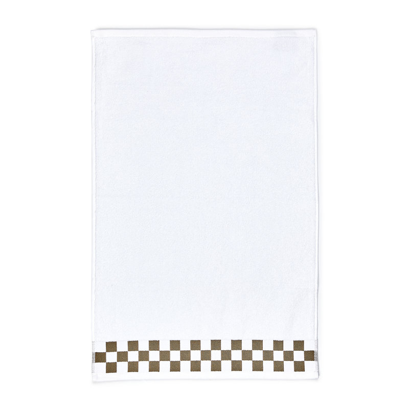Hand Towel with Check Border, Brown/White