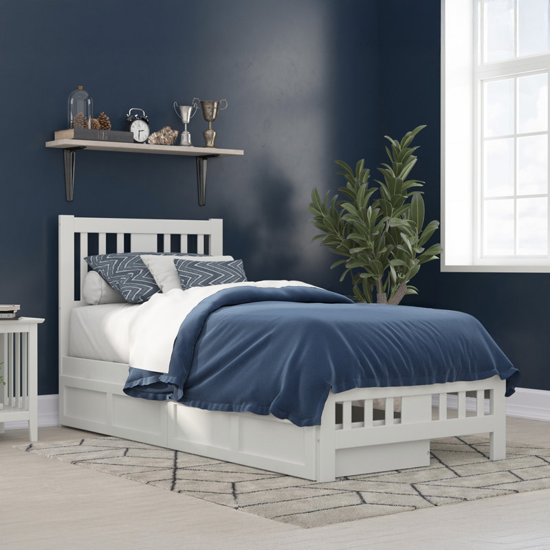 Yarelie Slat Storage Bed, White, Twin XL