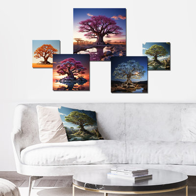 «African Baobabs Stand» - ensemble d'art mural arbre baobab de 6