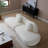 Curved Modular Sofa With Boucle 3-Seat Sofa
