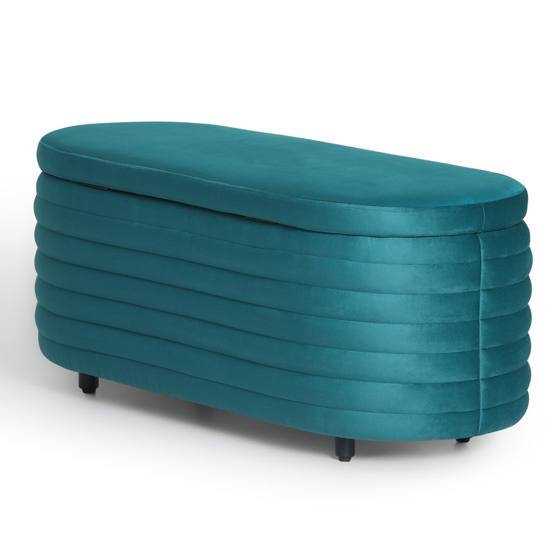 Farrah Upholstered Storage Bench, 18.1" H x 42.5" W x 17" D, Teal