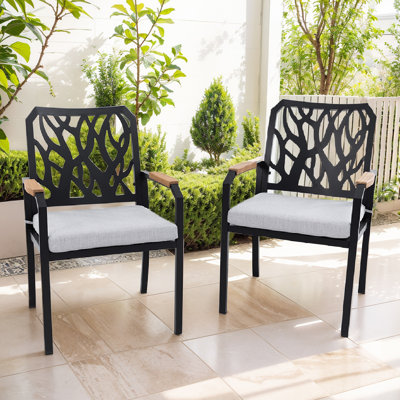 Patio Aluminum Dining Chair With Sunbrella Cushions (Set Of 2)