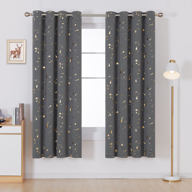 Girlie Room Darkening Curtain Panel Pair, 52" W x 84" L, Dark Gray