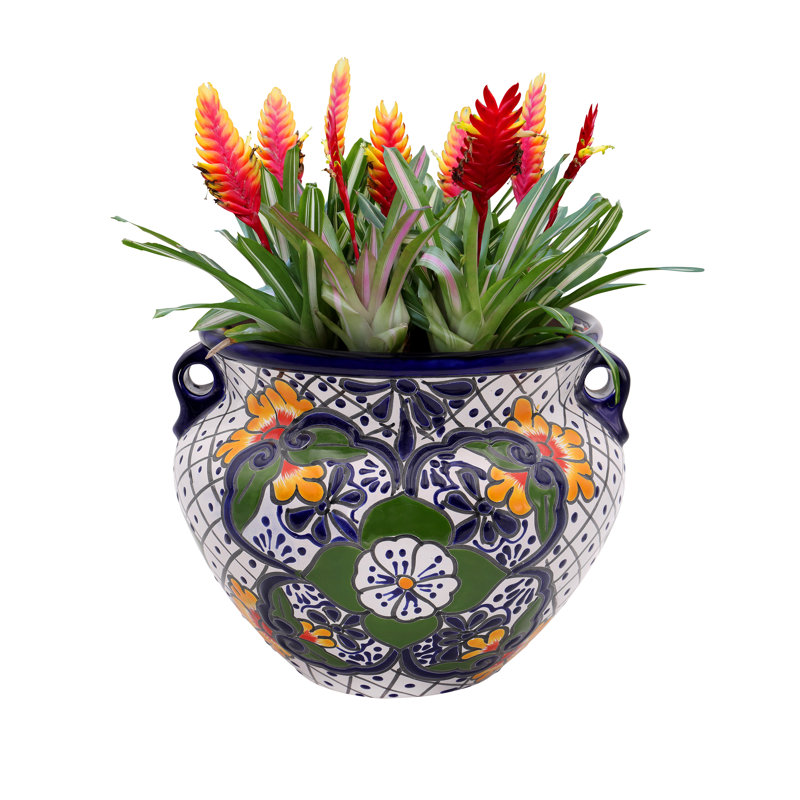 Pot à fleurs en céramique blanche 12 po Talavera