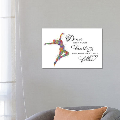 Lyrical Dance Quote Heart Follow by Genefy Art - Wrapped Canvas Print