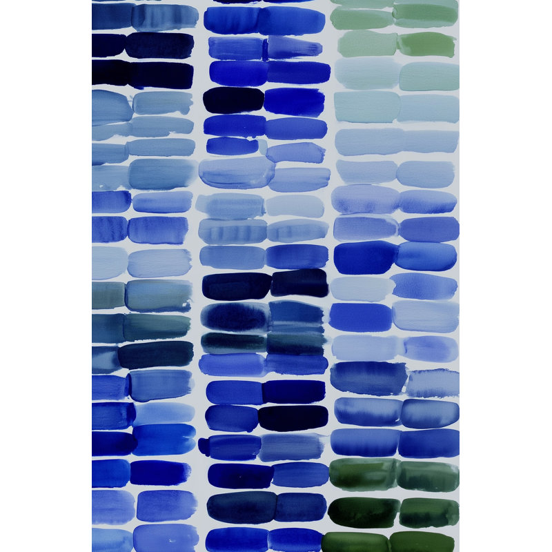 Papier peint géométrique abstrait à double paroi amovible bleu