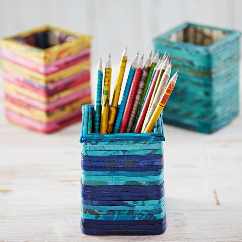 Cardboard / Paper Pen Holder, Blue