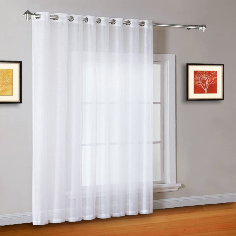 Keasler Sheer Curtain Single Panel, 102" W x 96" L, White