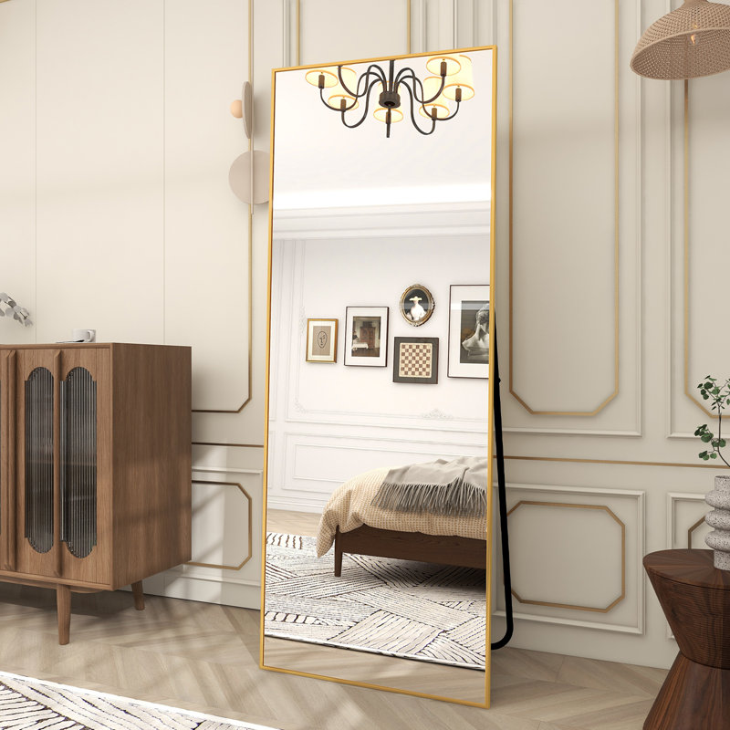 Miroir de plancher pleine grandeur en verre, Argent, 64 po x 21 po