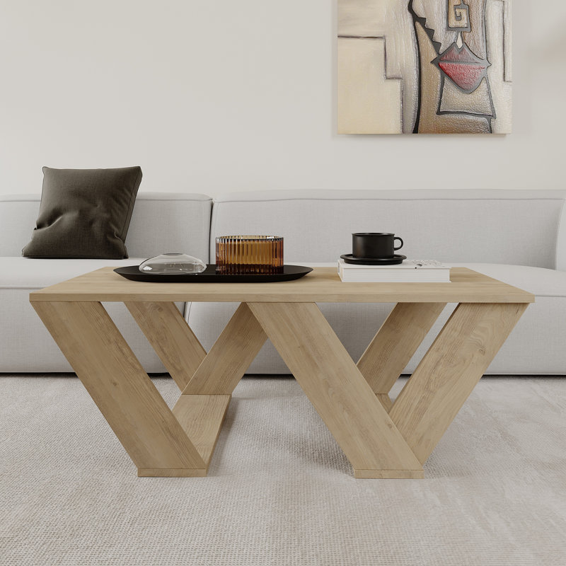 Aiysha Cross Legs Coffee Table, Oak
