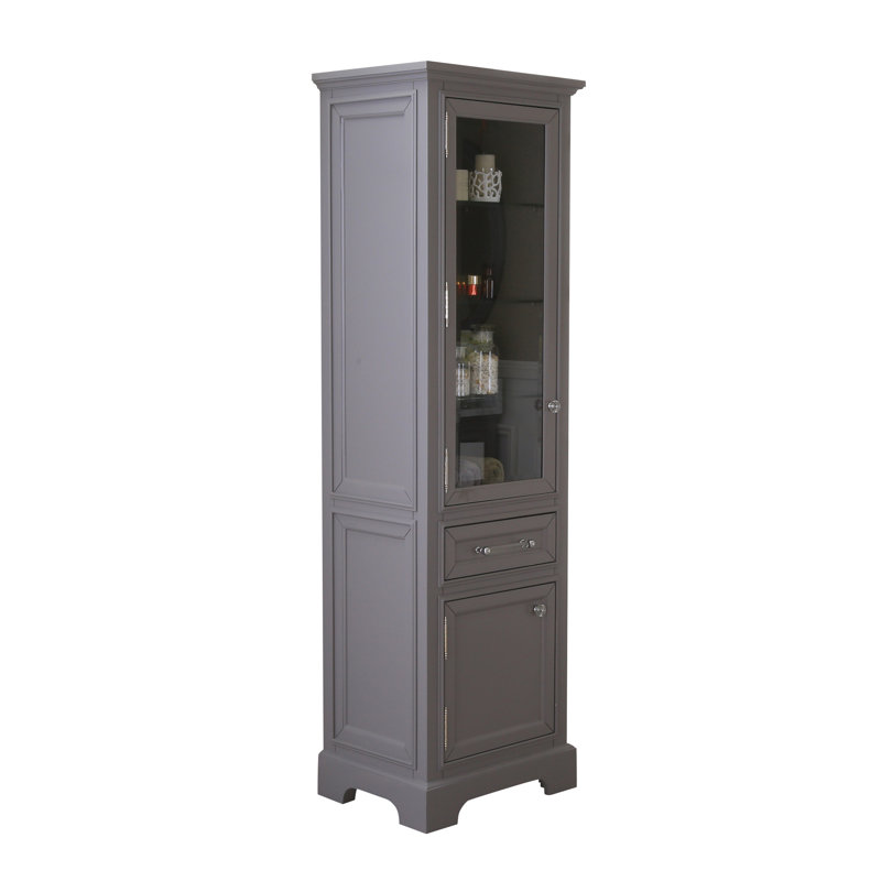 Anchita Solid Wood Frame Linen Cabinet, Gray