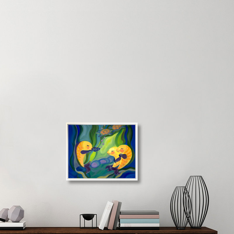 " Fishy Solo " by Tummy Rubb Studio, Black Framed Canvas, 36" H x 43" W x 1.5" D