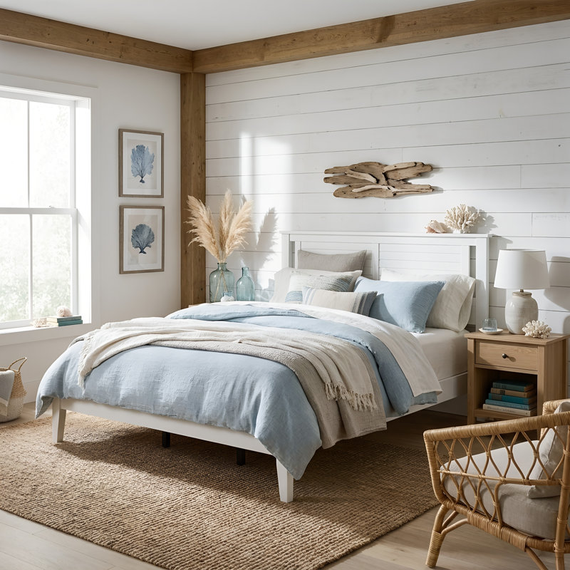 Canton Solid Wood  Platform Bed, King, White
