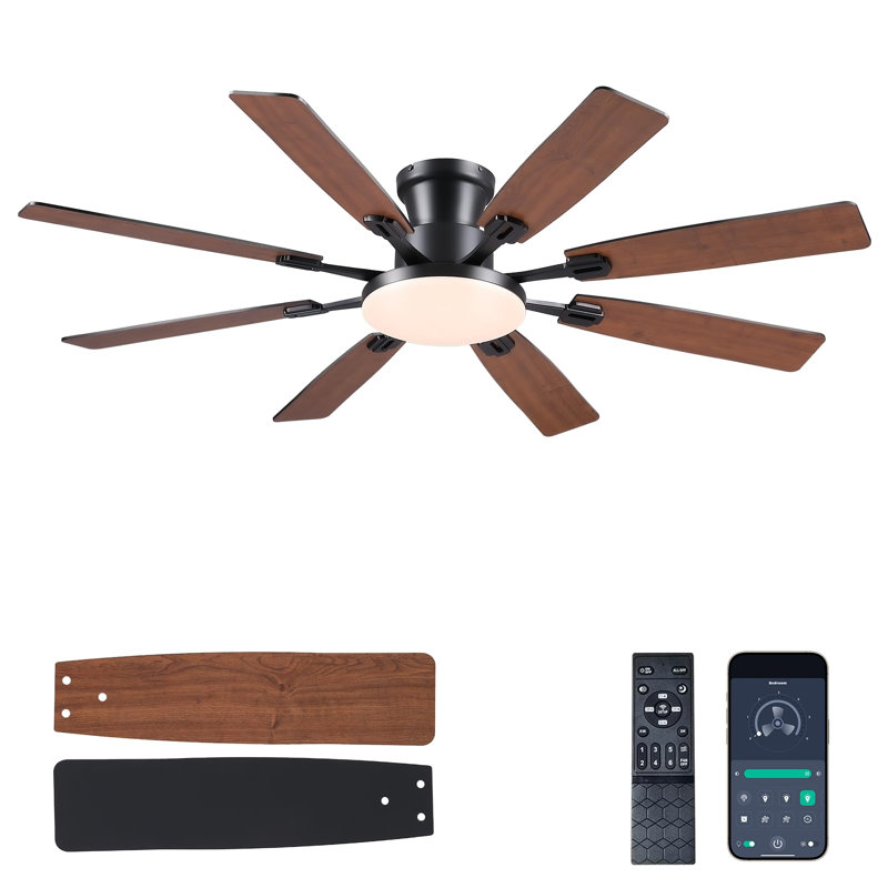 Ventilateur de plafond 60 pouces avec lumières, grand plafonnier encastré, brun, Brun