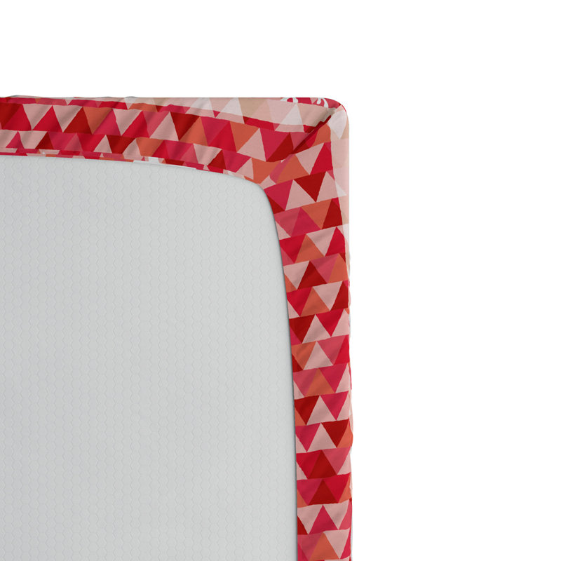 Microfiber Fitted Sheet, Queen Fitted Sheet, Red/Pink/White, Geometric