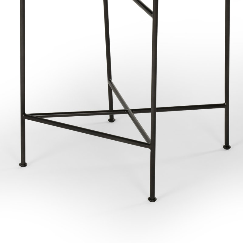 Kenza Counter Stool, Counter Stool (26” Seat Height), Vegan Leather-Black, Black