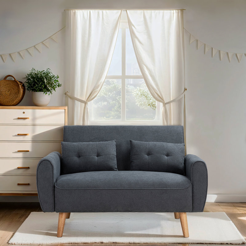 Julizza 49" Upholstered Sofa Loveseat, Dark Gray