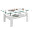 Table basse rectangulaire, plateau en verre trempé avec couche en MDF, table moderne pour le salon, verre transparent-129464800