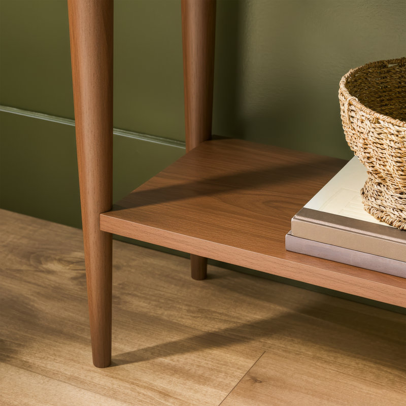 Modern Entry Table with Drawer Storage, Medium Brown Oak