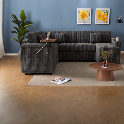 Storage Sleeper Sofas, Corduroy Modern Sectional For Home Family