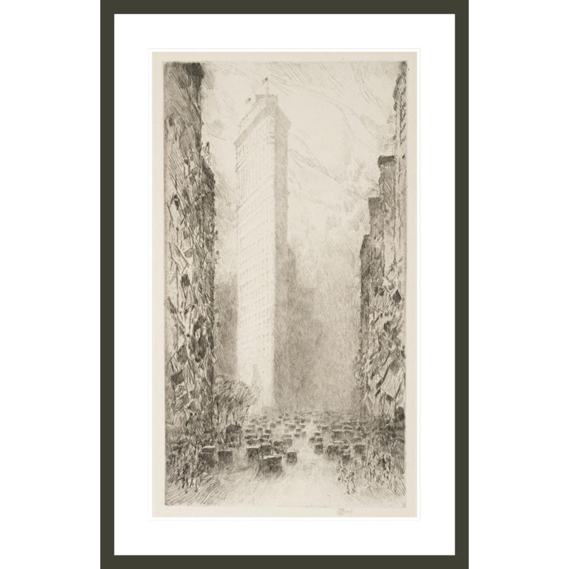 «Washington's Birthday - Fifth Avenue at 23rd Street» par Childe Hassam - impression giclée encadrée, H 41,5 po x l 26,89 po